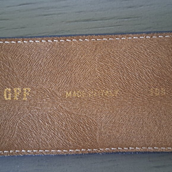 Gianfranco Ferre Italy Wide Belt Turquoise Leather Metallic Paisley Vintage 90s main image 4